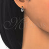 Argolla Huggie 02.332.0037.12 Plata Rodinada, Diseño de Gota, con Zirconia Cubica Blanca y Micro Pave Blanca, Pulido, Rodinado