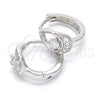 Argolla Huggie 02.332.0037.12 Plata Rodinada, Diseño de Gota, con Zirconia Cubica Blanca y Micro Pave Blanca, Pulido, Rodinado