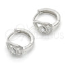 Argolla Huggie 02.332.0037.12 Plata Rodinada, Diseño de Gota, con Zirconia Cubica Blanca y Micro Pave Blanca, Pulido, Rodinado