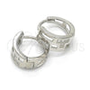 Argolla Huggie 02.332.0039.12 Plata Rodinada, con Micro Pave Blanca, Pulido, Rodinado
