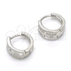 Argolla Huggie 02.332.0039.12 Plata Rodinada, con Micro Pave Blanca, Pulido, Rodinado