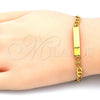 Pulsera con Placa 03.334.0001.04 Oro Laminado, Pulido, Tono Dorado (04 MM Thickness, 4 Inches Length)