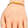 Pulsera con Placa 03.334.0001.04 Oro Laminado, Pulido, Tono Dorado (04 MM Thickness, 4 Inches Length)