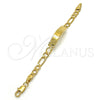 Pulsera con Placa 03.334.0001.04 Oro Laminado, Pulido, Tono Dorado (04 MM Thickness, 4 Inches Length)