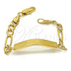 Pulsera con Placa 03.334.0001.04 Oro Laminado, Pulido, Tono Dorado (04 MM Thickness, 4 Inches Length)