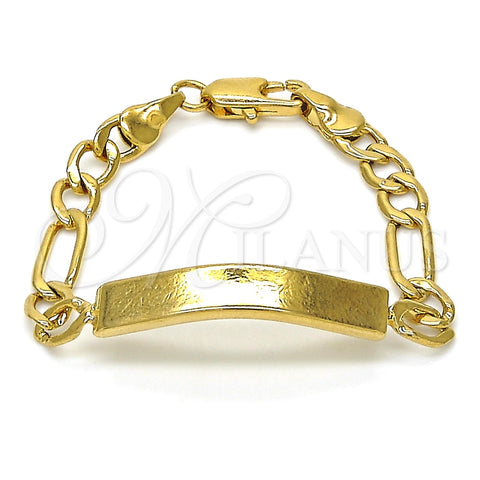 Pulsera con Placa 03.334.0001.04 Oro Laminado, Pulido, Tono Dorado (04 MM Thickness, 4 Inches Length)