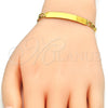Pulsera con Placa 03.334.0003.06 Oro Laminado, Pulido, Tono Dorado (05 MM Thickness, 6 Inches Length)