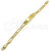 Pulsera con Placa 03.334.0003.06 Oro Laminado, Pulido, Tono Dorado (05 MM Thickness, 6 Inches Length)