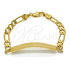 Pulsera con Placa 03.334.0003.06 Oro Laminado, Pulido, Tono Dorado (05 MM Thickness, 6 Inches Length)