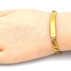 Pulsera con Placa 03.334.0004.06 Oro Laminado, Pulido, Tono Dorado (05 MM Thickness, 6 Inches Length)