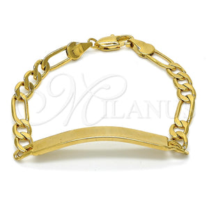 Pulsera con Placa 03.334.0004.06 Oro Laminado, Pulido, Tono Dorado (05 MM Thickness, 6 Inches Length)