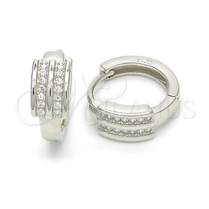 Argolla Huggie 02.175.0139.15 Plata Rodinada, con Micro Pave Blanca, Pulido, Rodinado