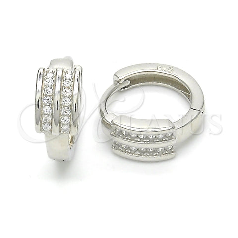 Argolla Huggie 02.175.0139.15 Plata Rodinada, con Micro Pave Blanca, Pulido, Rodinado