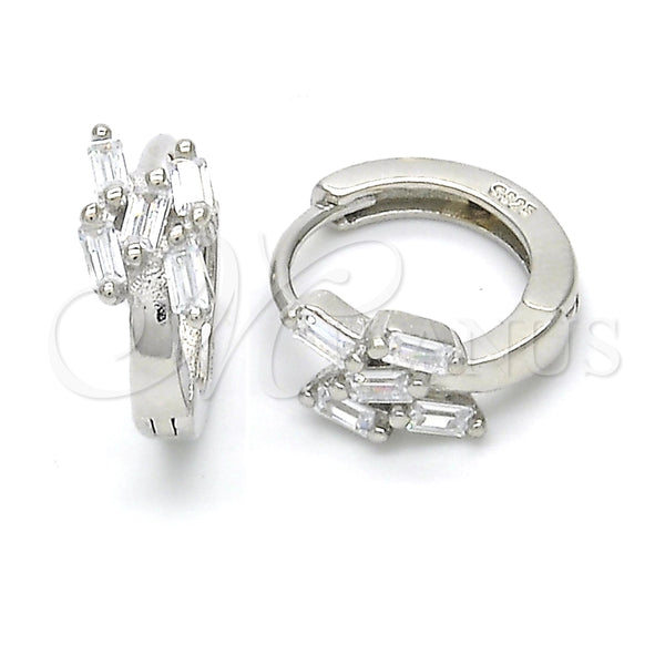 Argolla Huggie 02.175.0138.15 Plata Rodinada, con Zirconia Cubica Blanca, Pulido, Rodinado