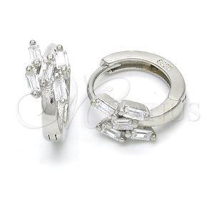 Argolla Huggie 02.175.0138.15 Plata Rodinada, con Zirconia Cubica Blanca, Pulido, Rodinado