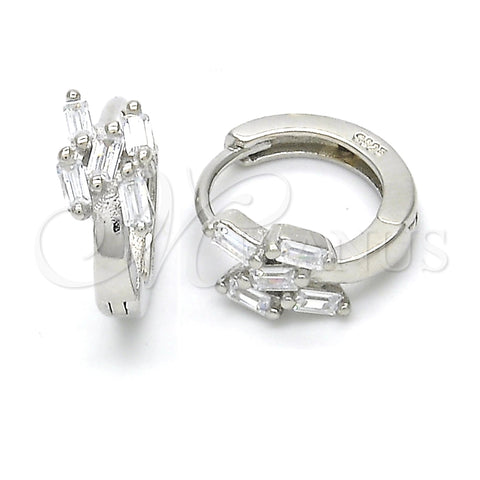 Argolla Huggie 02.175.0138.15 Plata Rodinada, con Zirconia Cubica Blanca, Pulido, Rodinado