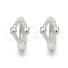 Argolla Huggie 02.175.0144.15 Plata Rodinada, Diseño de Corazón, con Micro Pave Blanca, Pulido, Rodinado