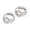 Argolla Huggie 02.175.0144.15 Plata Rodinada, Diseño de Corazón, con Micro Pave Blanca, Pulido, Rodinado