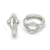 Argolla Huggie 02.175.0144.15 Plata Rodinada, Diseño de Corazón, con Micro Pave Blanca, Pulido, Rodinado
