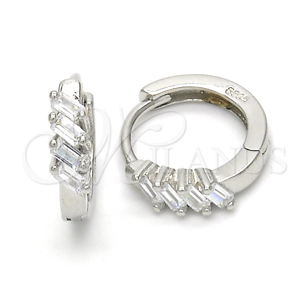 Argolla Huggie 02.175.0146.15 Plata Rodinada, con Zirconia Cubica Blanca, Pulido, Rodinado
