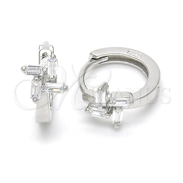 Argolla Huggie 02.175.0148.15 Plata Rodinada, con Zirconia Cubica Blanca, Pulido, Rodinado
