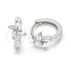 Argolla Huggie 02.175.0148.15 Plata Rodinada, con Zirconia Cubica Blanca, Pulido, Rodinado