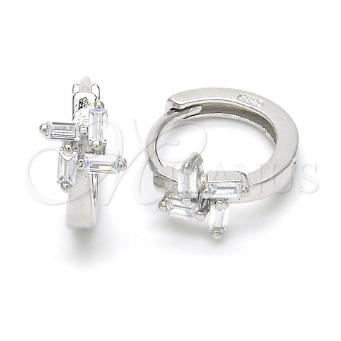 Argolla Huggie 02.175.0148.15 Plata Rodinada, con Zirconia Cubica Blanca, Pulido, Rodinado