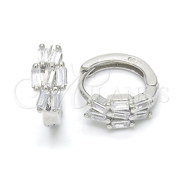 Argolla Huggie 02.175.0151.15 Plata Rodinada, con Zirconia Cubica Blanca, Pulido, Rodinado