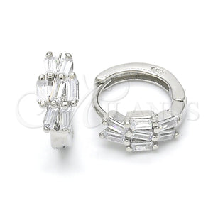 Argolla Huggie 02.175.0151.15 Plata Rodinada, con Zirconia Cubica Blanca, Pulido, Rodinado