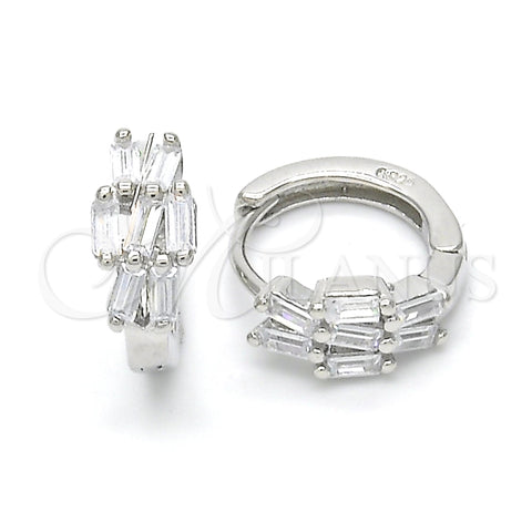 Argolla Huggie 02.175.0151.15 Plata Rodinada, con Zirconia Cubica Blanca, Pulido, Rodinado