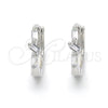 Argolla Huggie 02.175.0152.15 Plata Rodinada, con Zirconia Cubica Blanca, Pulido, Rodinado