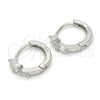 Argolla Huggie 02.175.0152.15 Plata Rodinada, con Zirconia Cubica Blanca, Pulido, Rodinado