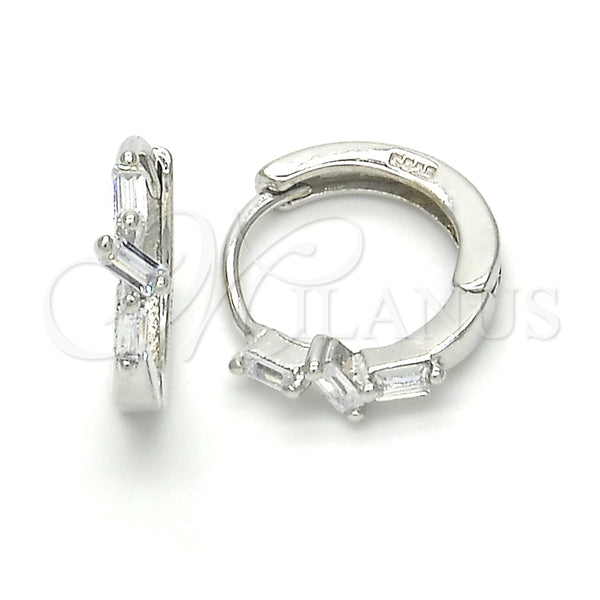Argolla Huggie 02.175.0152.15 Plata Rodinada, con Zirconia Cubica Blanca, Pulido, Rodinado