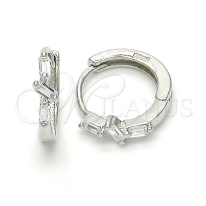 Argolla Huggie 02.175.0152.15 Plata Rodinada, con Zirconia Cubica Blanca, Pulido, Rodinado