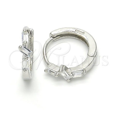 Argolla Huggie 02.175.0152.15 Plata Rodinada, con Zirconia Cubica Blanca, Pulido, Rodinado