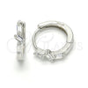 Argolla Huggie 02.175.0152.15 Plata Rodinada, con Zirconia Cubica Blanca, Pulido, Rodinado