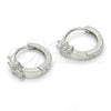 Argolla Huggie 02.175.0156.15 Plata Rodinada, con Zirconia Cubica Blanca, Pulido, Rodinado