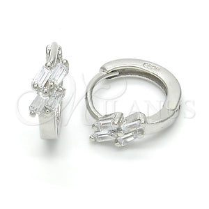 Argolla Huggie 02.175.0156.15 Plata Rodinada, con Zirconia Cubica Blanca, Pulido, Rodinado