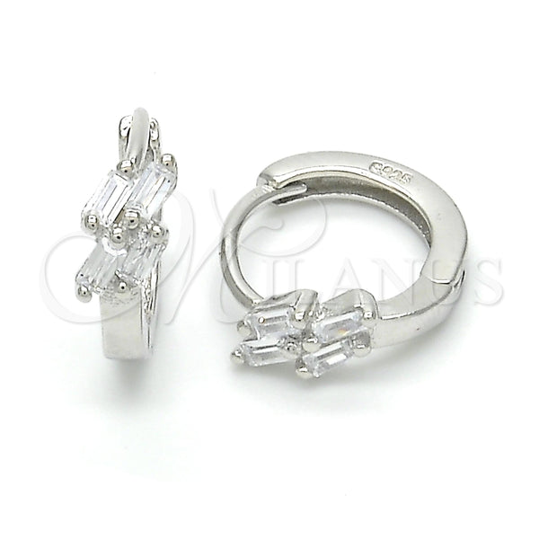 Argolla Huggie 02.175.0156.15 Plata Rodinada, con Zirconia Cubica Blanca, Pulido, Rodinado