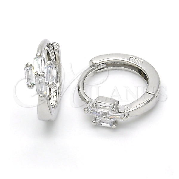 Argolla Huggie 02.175.0158.15 Plata Rodinada, con Zirconia Cubica Blanca, Pulido, Rodinado