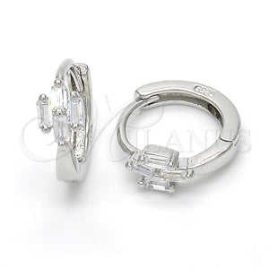 Argolla Huggie 02.175.0158.15 Plata Rodinada, con Zirconia Cubica Blanca, Pulido, Rodinado