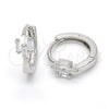 Argolla Huggie 02.175.0158.15 Plata Rodinada, con Zirconia Cubica Blanca, Pulido, Rodinado