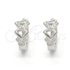 Argolla Huggie 02.175.0162.15 Plata Rodinada, con Micro Pave Blanca, Pulido, Rodinado