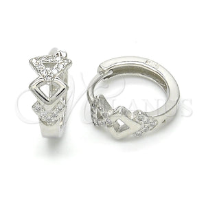 Argolla Huggie 02.175.0162.15 Plata Rodinada, con Micro Pave Blanca, Pulido, Rodinado