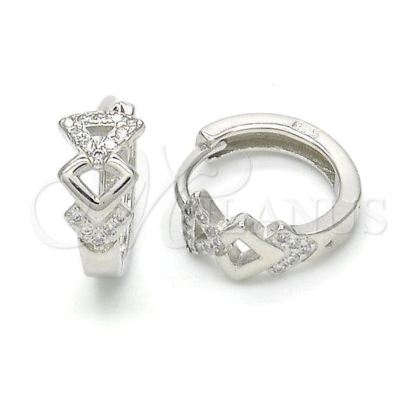 Argolla Huggie 02.175.0162.15 Plata Rodinada, con Micro Pave Blanca, Pulido, Rodinado