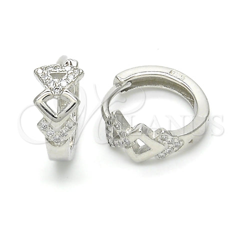 Argolla Huggie 02.175.0162.15 Plata Rodinada, con Micro Pave Blanca, Pulido, Rodinado