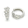 Argolla Huggie 02.175.0162.15 Plata Rodinada, con Micro Pave Blanca, Pulido, Rodinado