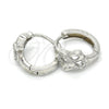 Argolla Huggie 02.175.0163.15 Plata Rodinada, Diseño de Flor, con Micro Pave Blanca, Pulido, Rodinado