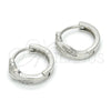 Argolla Huggie 02.175.0166.15 Plata Rodinada, con Micro Pave Blanca, Pulido, Rodinado