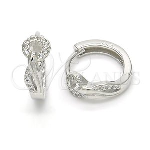 Argolla Huggie 02.175.0166.15 Plata Rodinada, con Micro Pave Blanca, Pulido, Rodinado